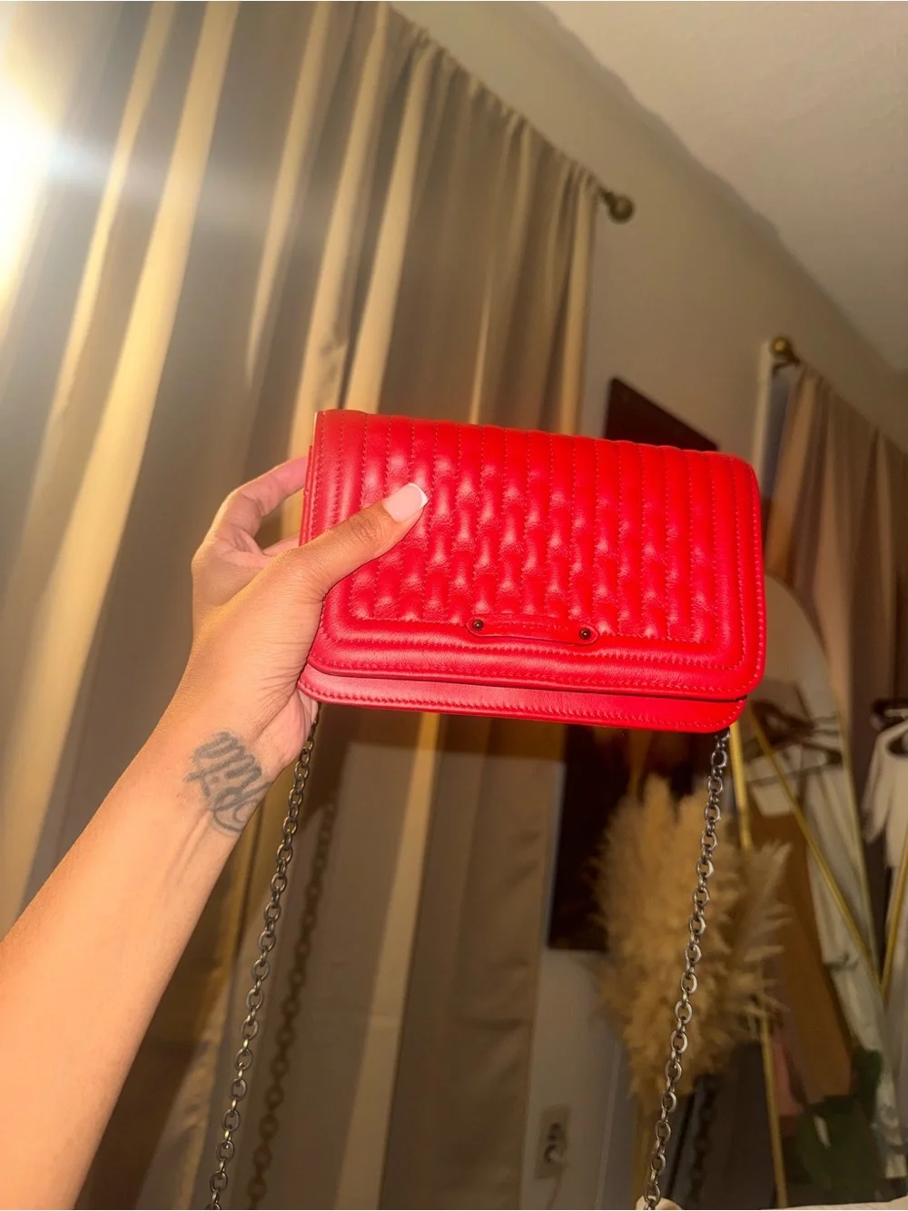 Longchamp Red Quilted Leather Chain Crossbody - Picture 5 of 7